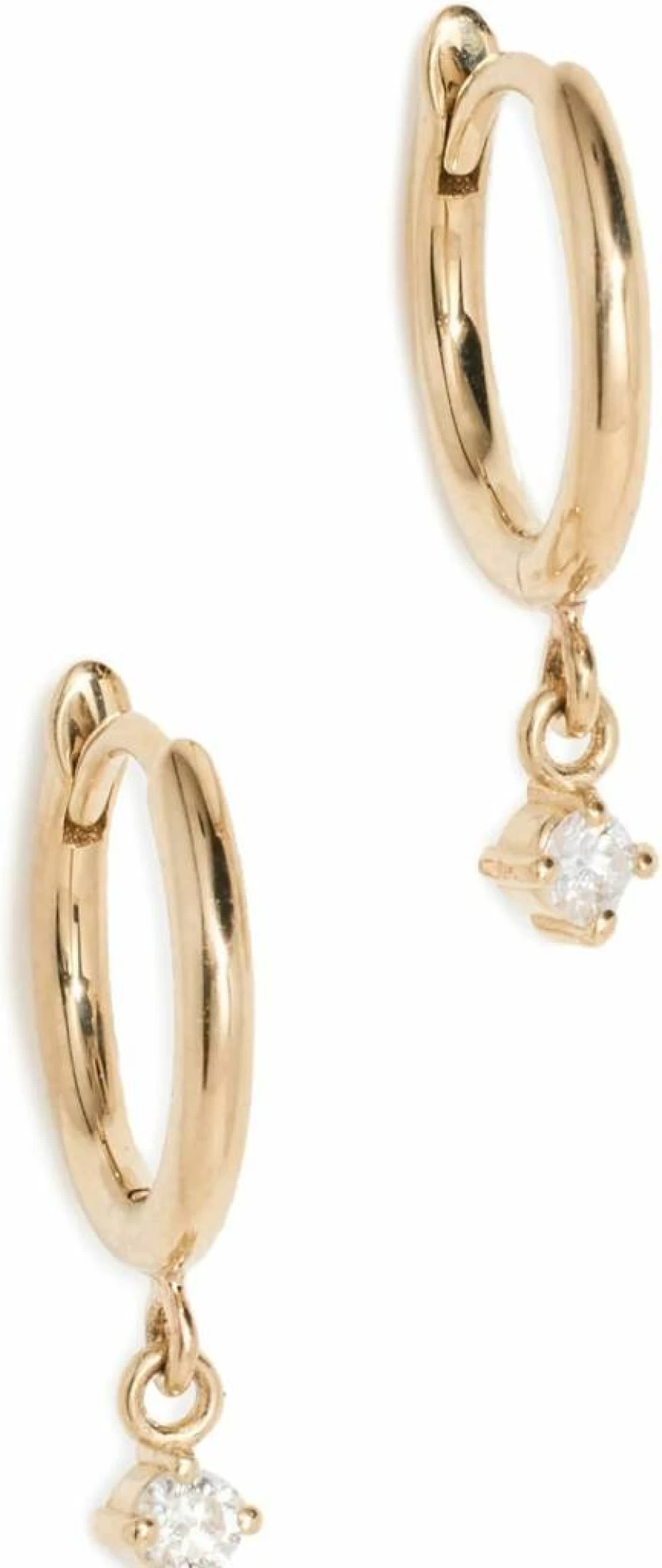 ZOE CHICCO 14K Yellow Gold Prong-Set Diamond Hinged Huggie Hoop Earrings for Women