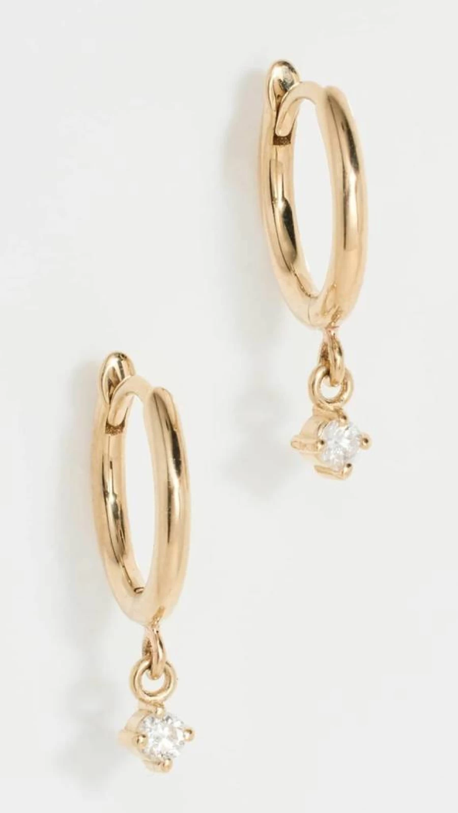 ZOE CHICCO 14K Yellow Gold Prong-Set Diamond Hinged Huggie Hoop Earrings for Women