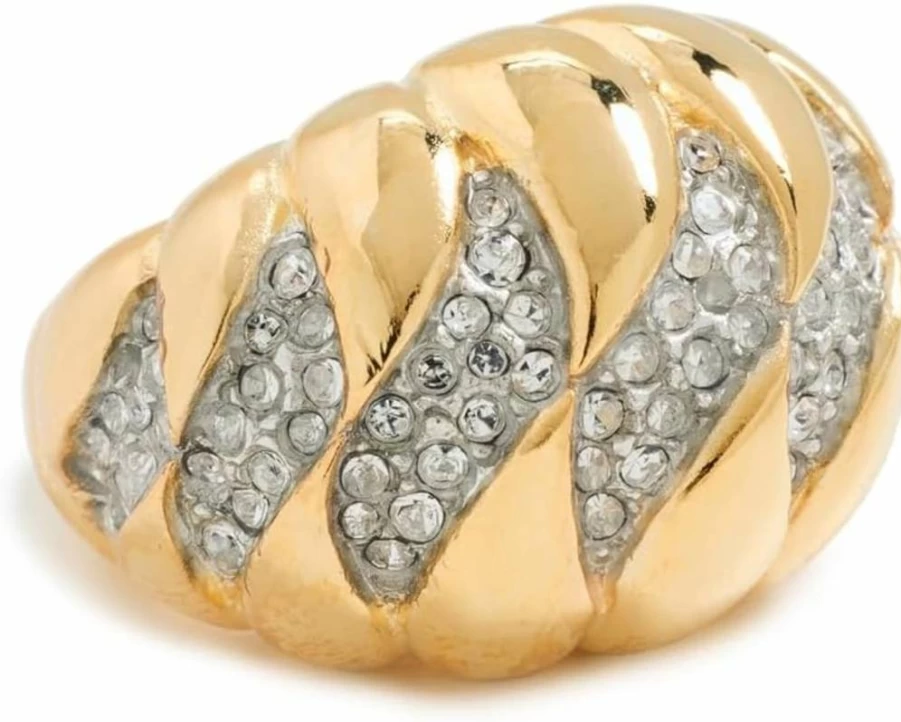 Kenneth Jay Lane Adjustable Gold-Tone Wave Dome Ring for Women