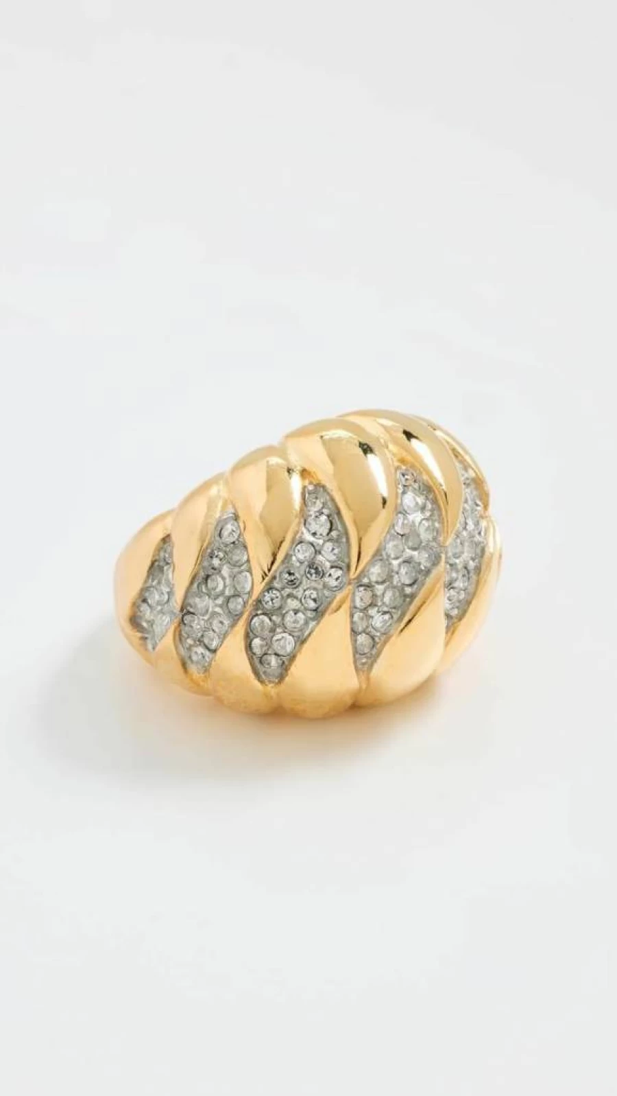 Kenneth Jay Lane Adjustable Gold-Tone Wave Dome Ring for Women