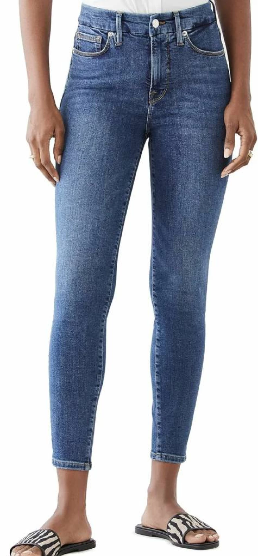 Good American Women's Good Legs Crop Extreme V High-Rise Skinny Jeans