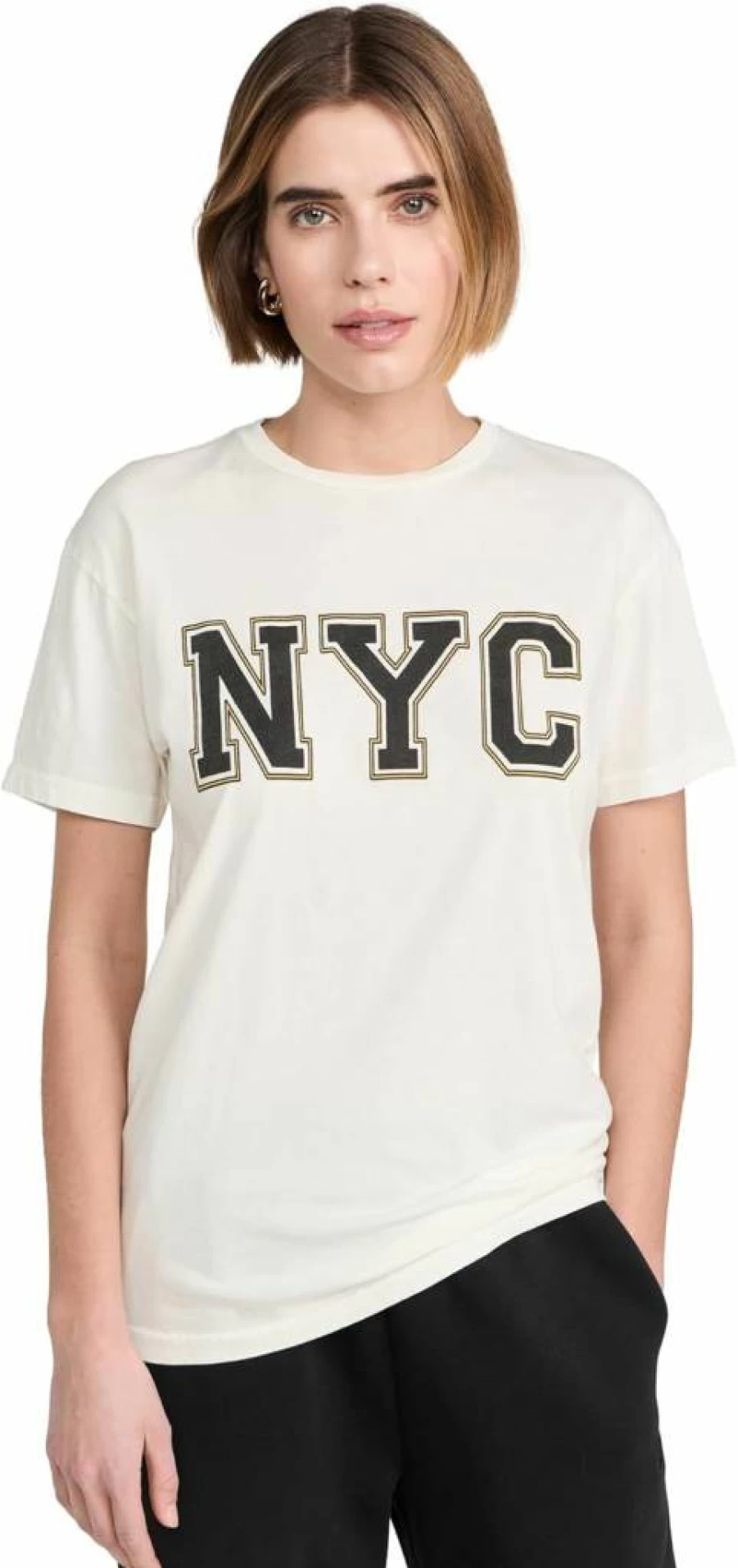 Original Retro Brand Women's NYC Block Letters Crew Neck Sweatshirt Vintage Style Casual Comfortable Cotton Pullover