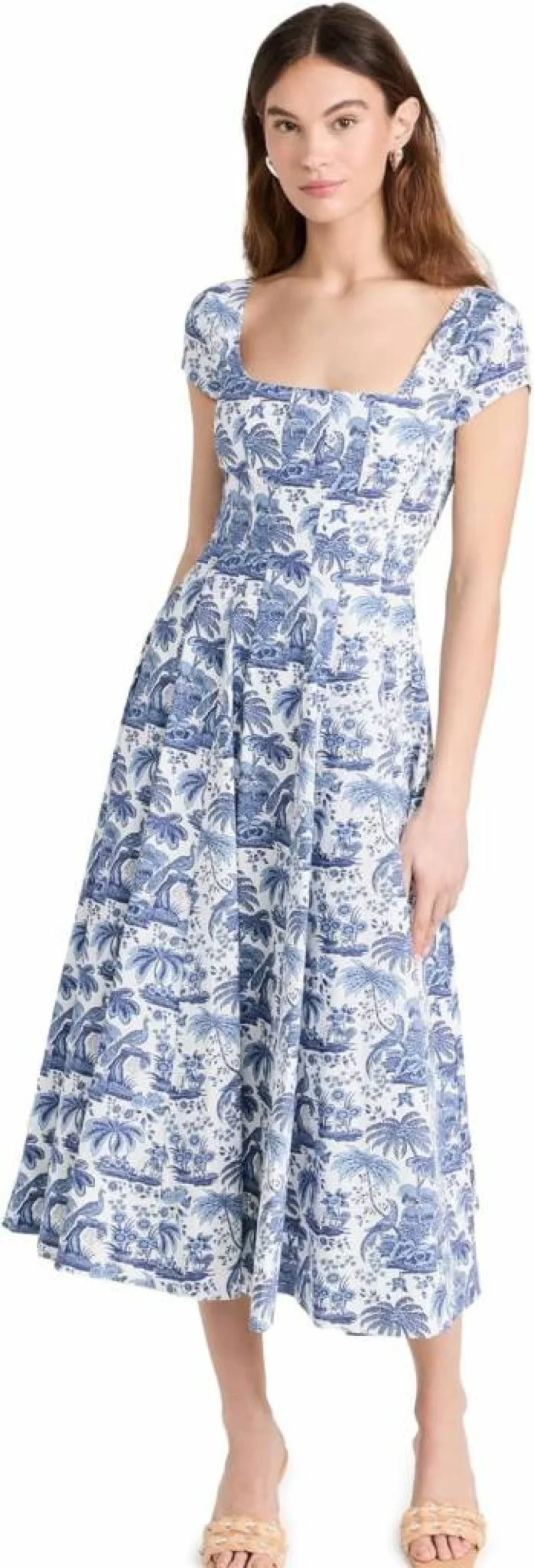 STAUD Wells Short Sleeve Dress for Women - Summer Casual Fit Dress