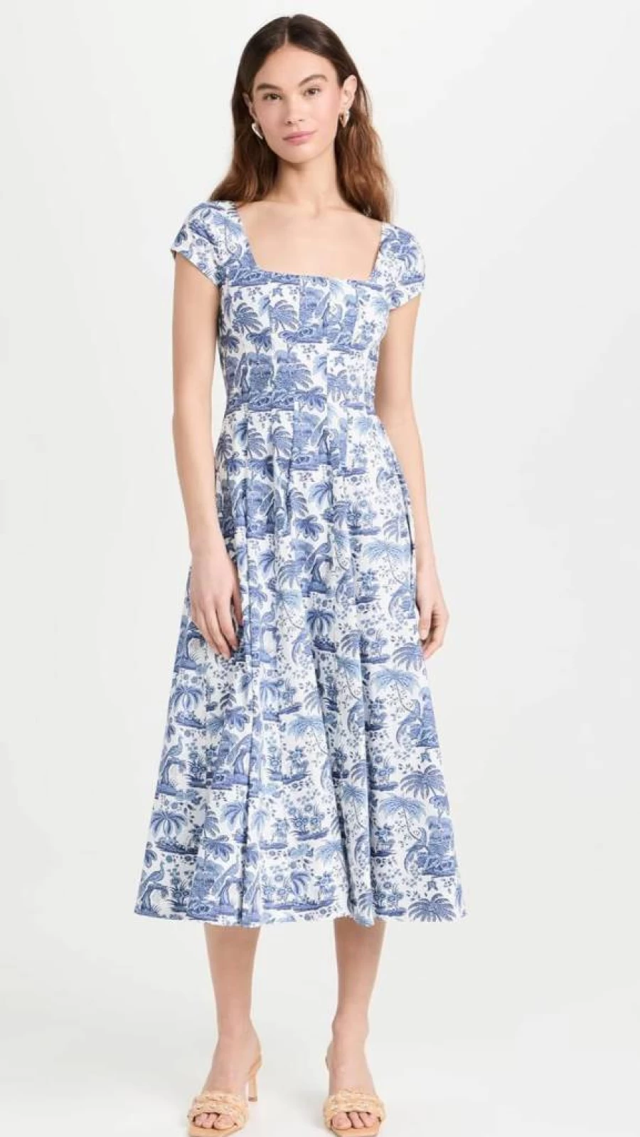 STAUD Wells Short Sleeve Dress for Women - Summer Casual Fit Dress