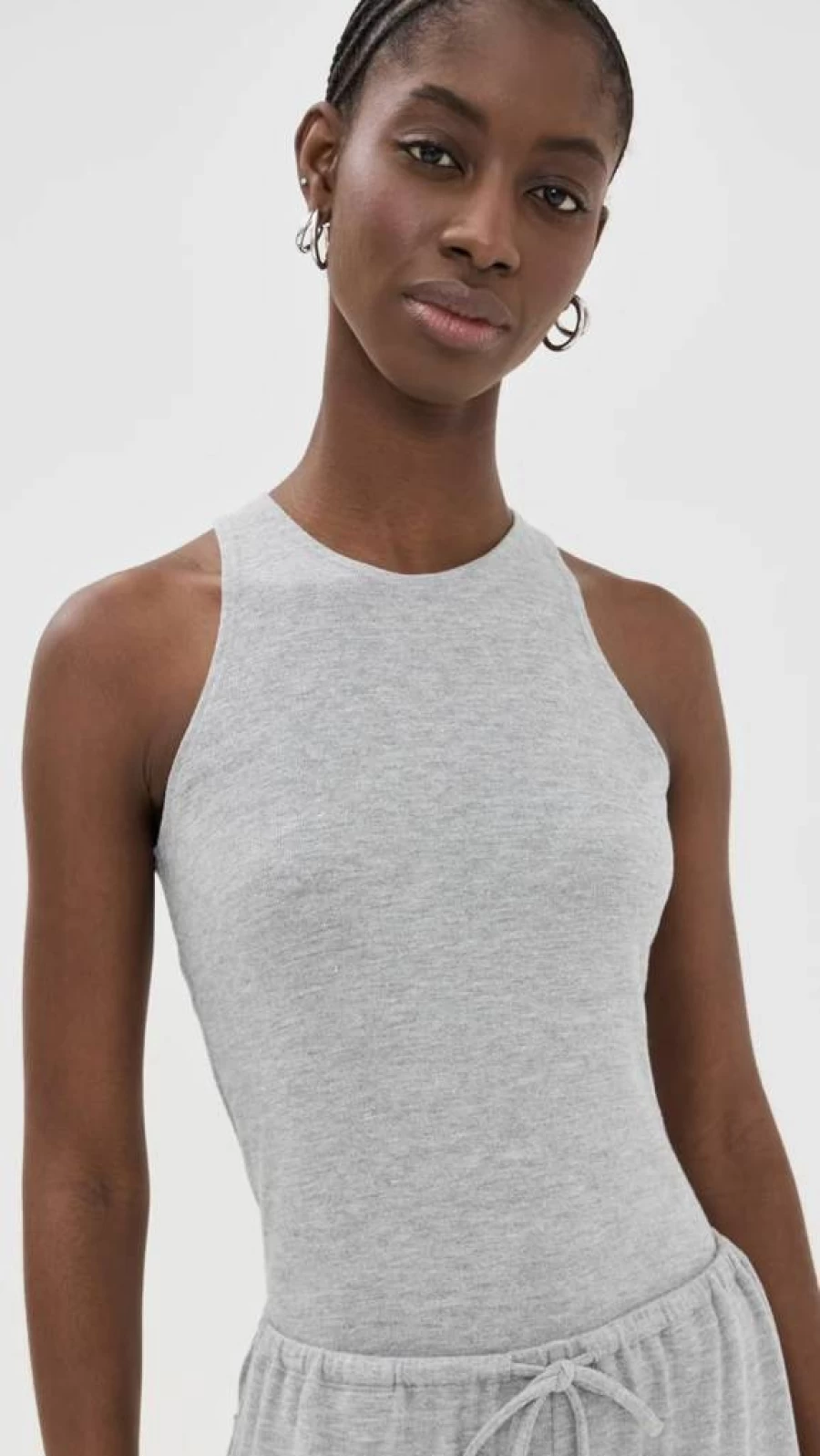 Leset Women's Lauren High Neck Tank Top - Slim Fit Casual Stretch Basic Cami