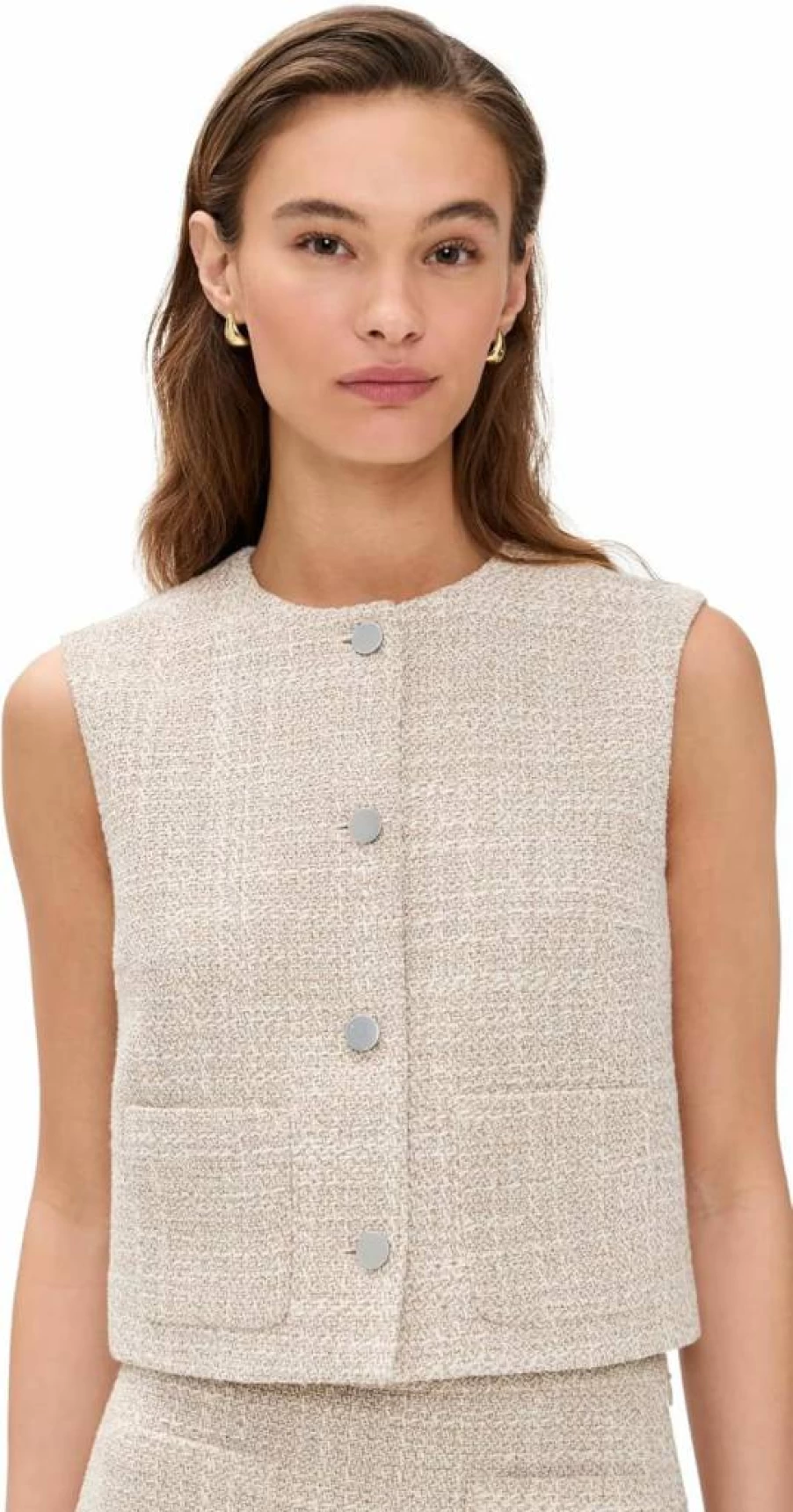 Theory Women's Slim Fit Patch Pocket Vest - Lightweight Tailored Waistcoat for Office Wear