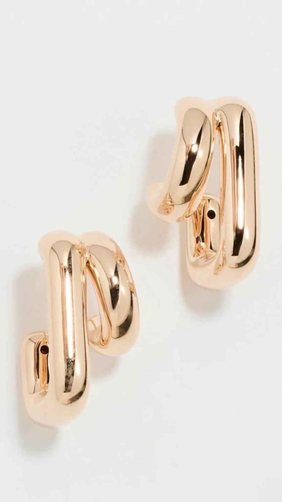 EF Collection 14K Gold Double Hoop Huggie Earrings for Women