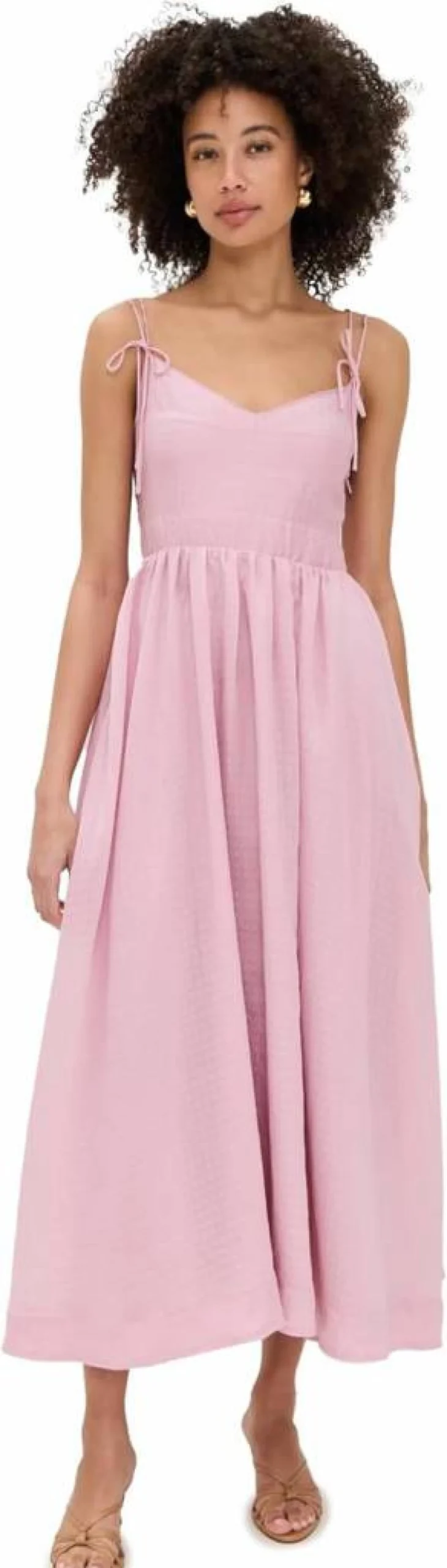 En Saison Women's Bree Midi Dress - Flowy Summer Casual Dress with V-Neck and Short Sleeves