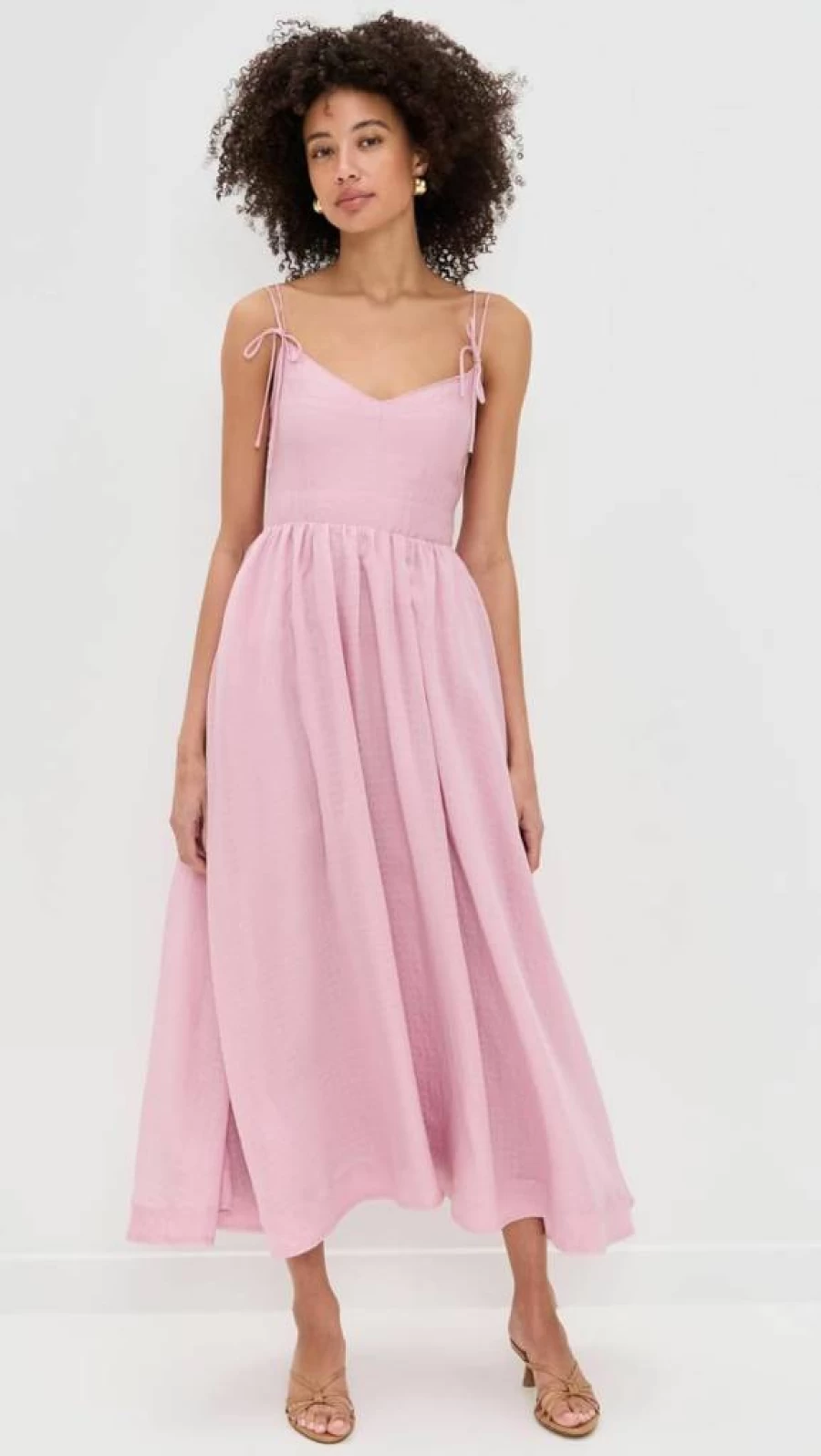 En Saison Women's Bree Midi Dress - Flowy Summer Casual Dress with V-Neck and Short Sleeves