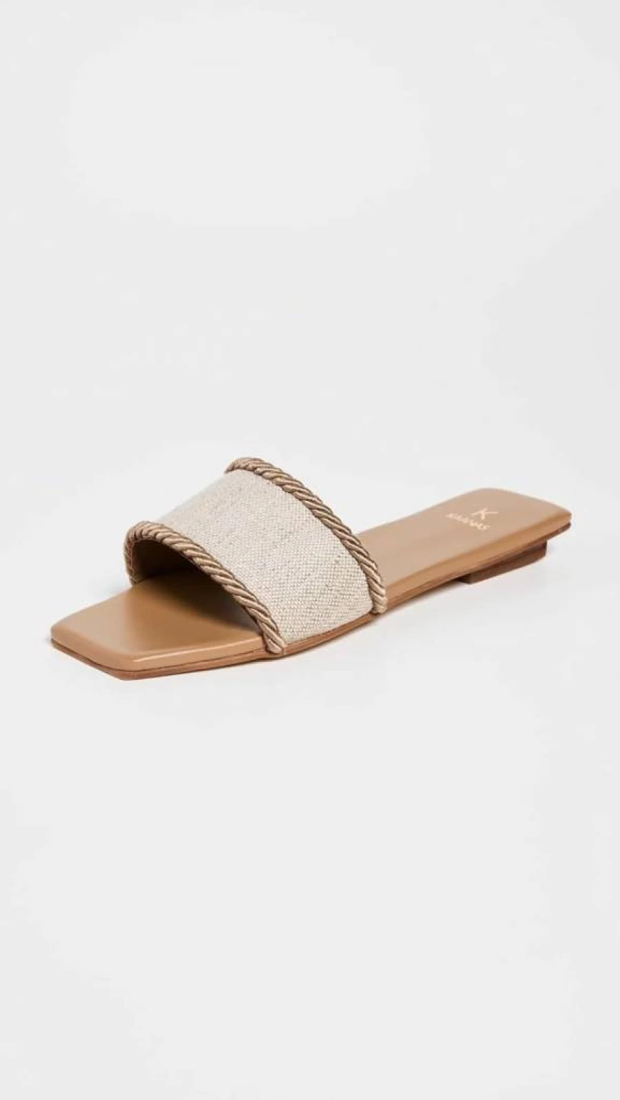 KAANAS Women's Finn Slides with Canvas Upper and Cord Detail | Comfortable Casual Sandals