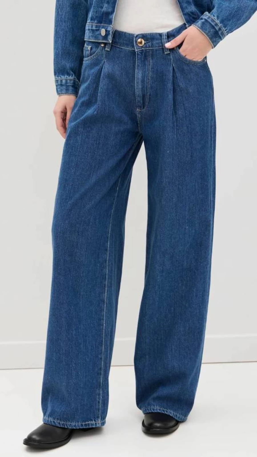 DL1961 Women's Isabel Wide Leg Jeans - Mid Rise 32 Inch Denim Pants