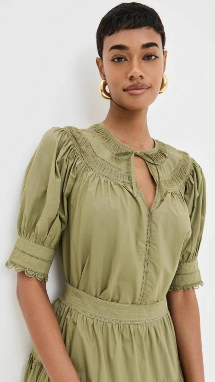 Ulla Johnson Women's Dylan Top - Floral Print Blouse with V-Neck and Puff Sleeves