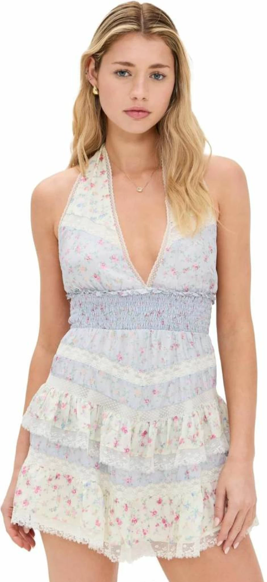 LOVESHACKFANCY Women's Prim Floral Dress - Boho Chic Summer Dress with Ruffles