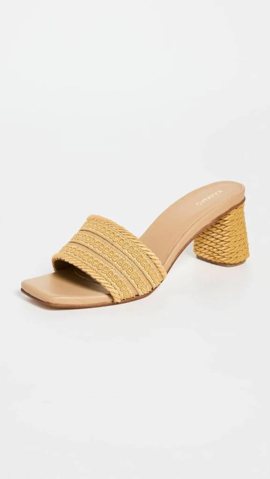 KAANAS Women's Textured Band Chunky Heels with Corded Detail