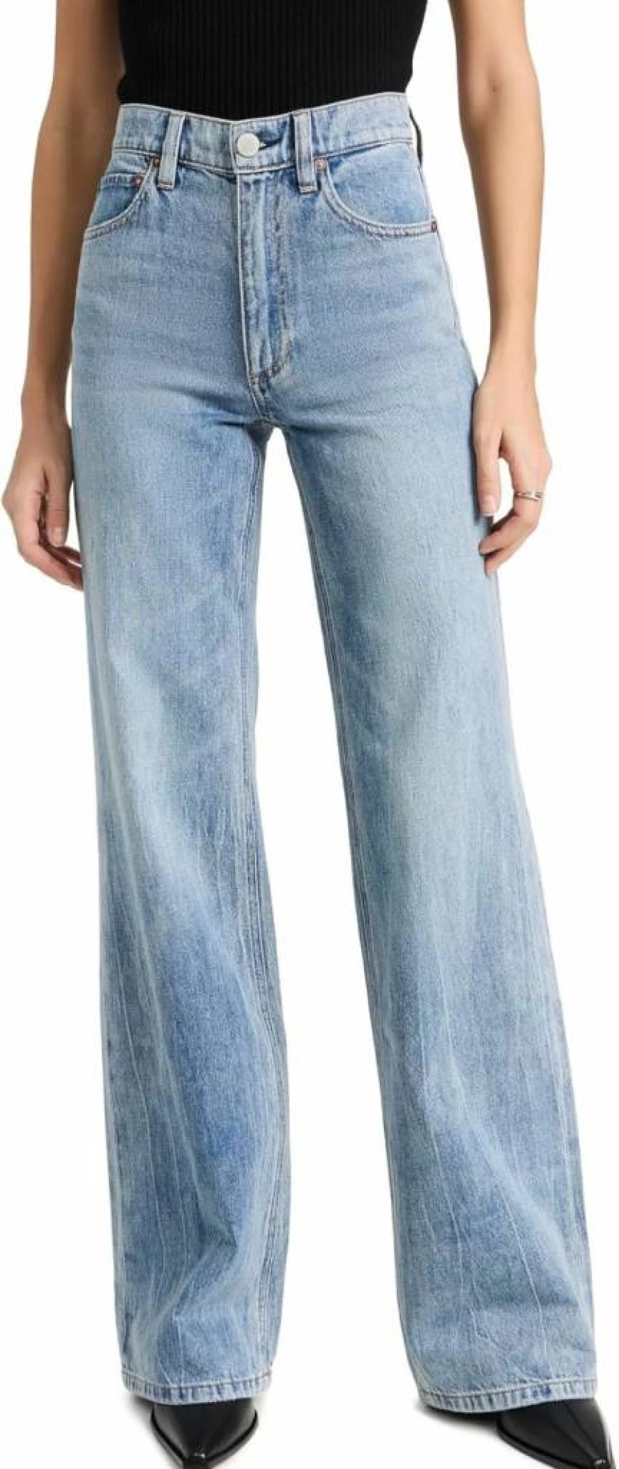 alice + olivia Women's Weezy High-Rise Straight Leg Full Length Jeans