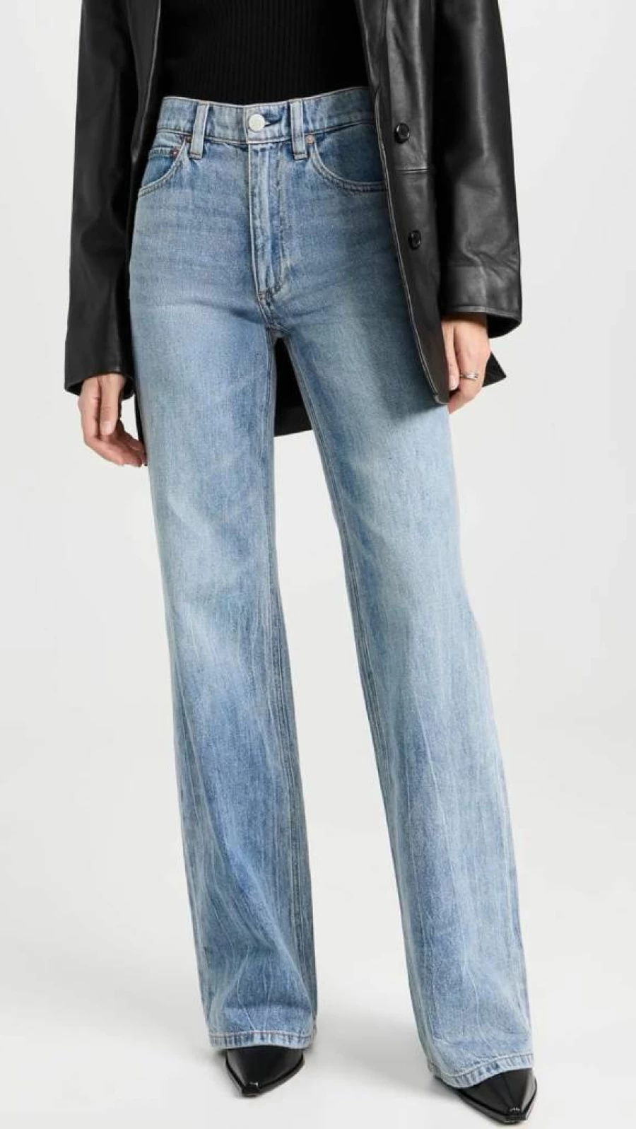 alice + olivia Women's Weezy High-Rise Straight Leg Full Length Jeans