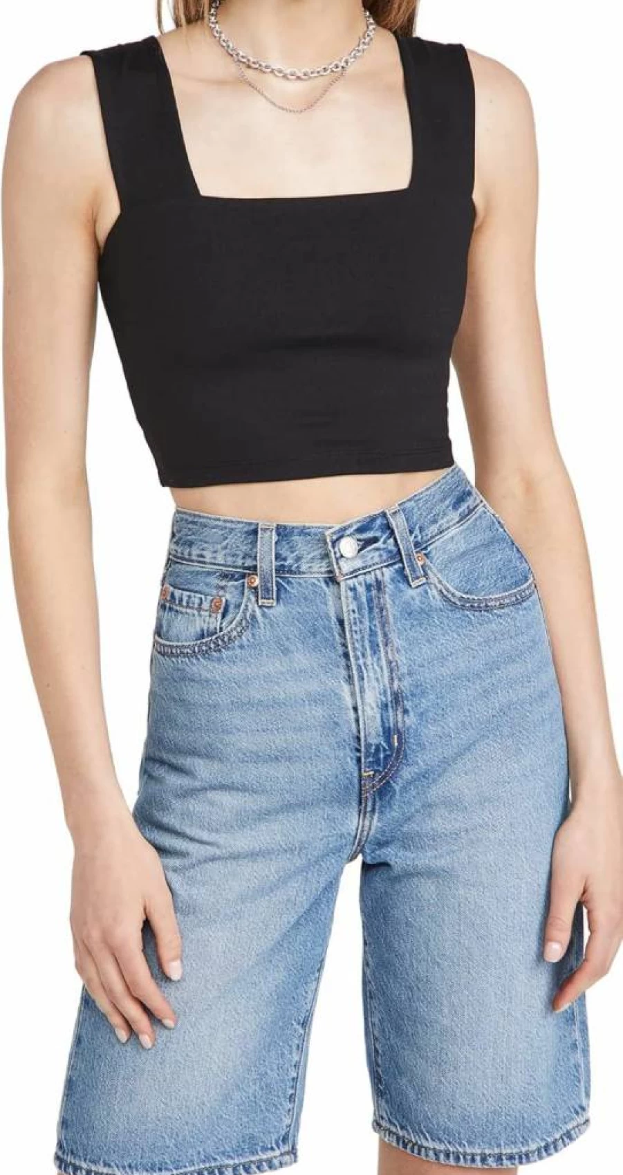 Susana Monaco Women's Wide Strap Crop Top - Stylish Casual Summer Blouse