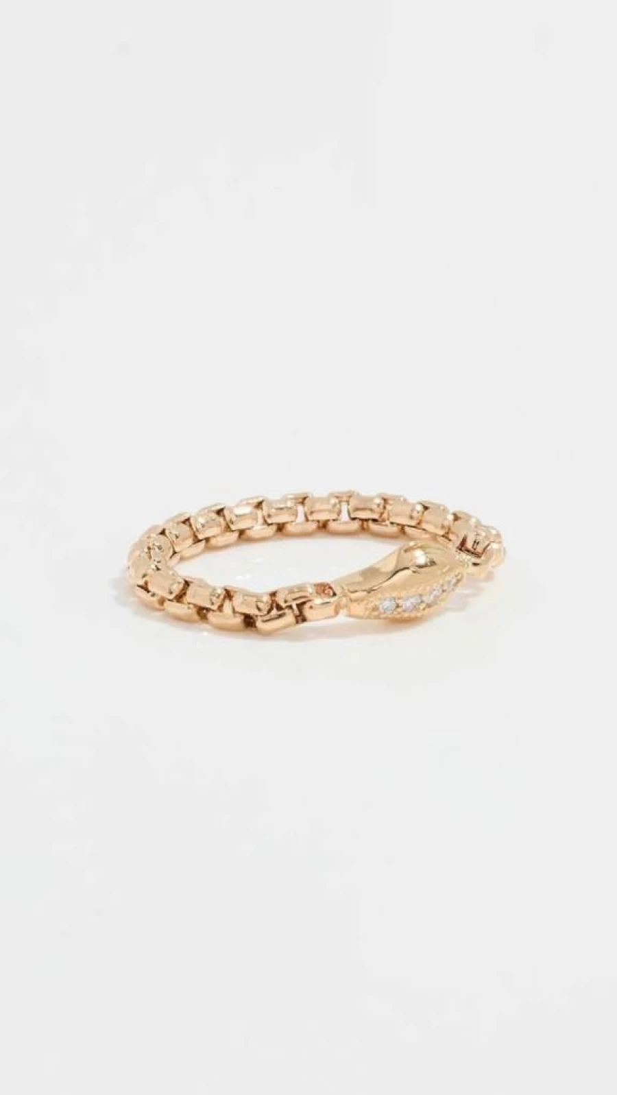 ZOE CHICCO 14K Gold Snake Chain Ring for Women - Medium Box Chain Soft Ring Elegant Jewelry