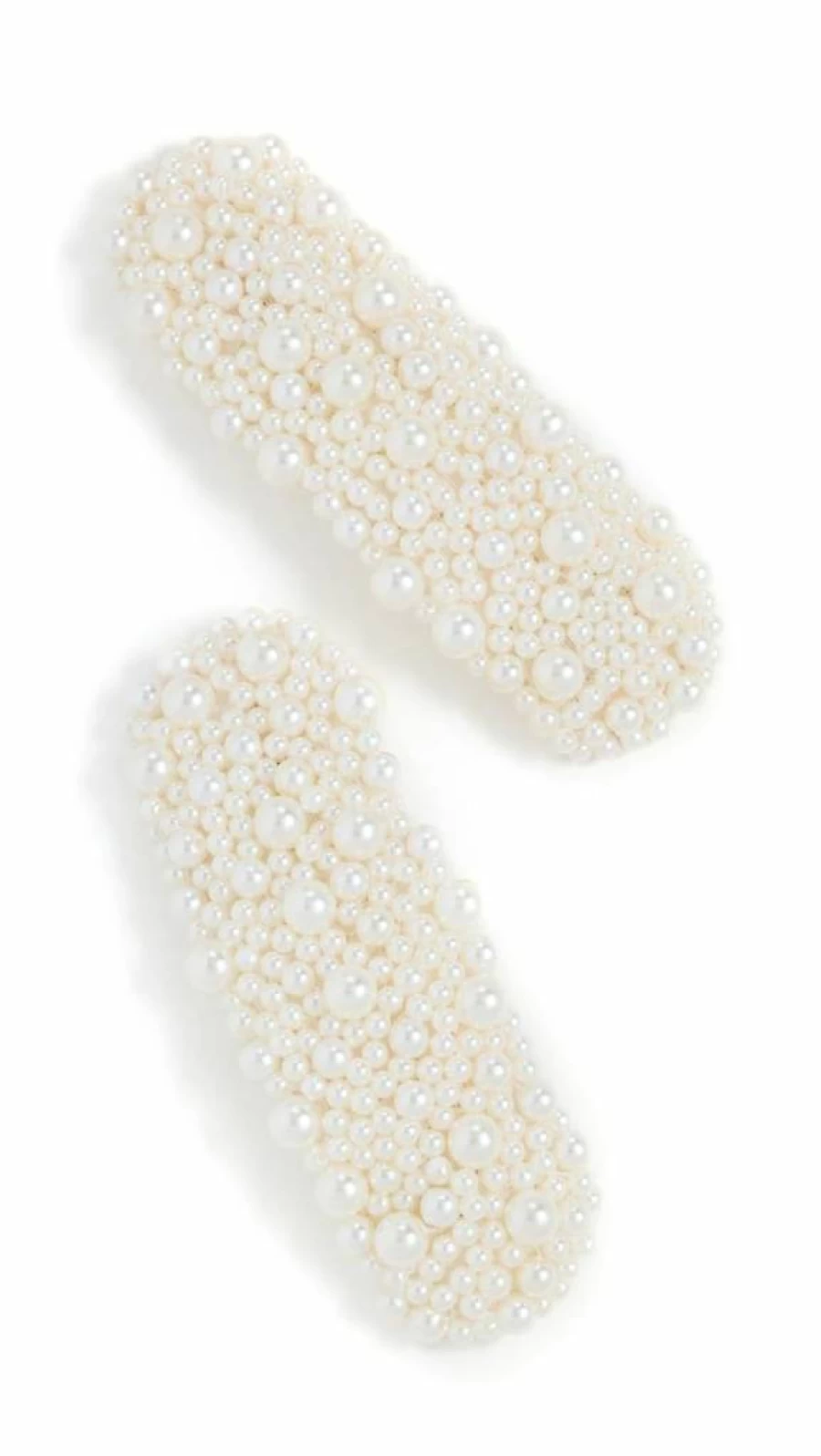 LELET NY Hannah Pearl Hair Clip Set - Off White Pearl Snap Barrette for Women