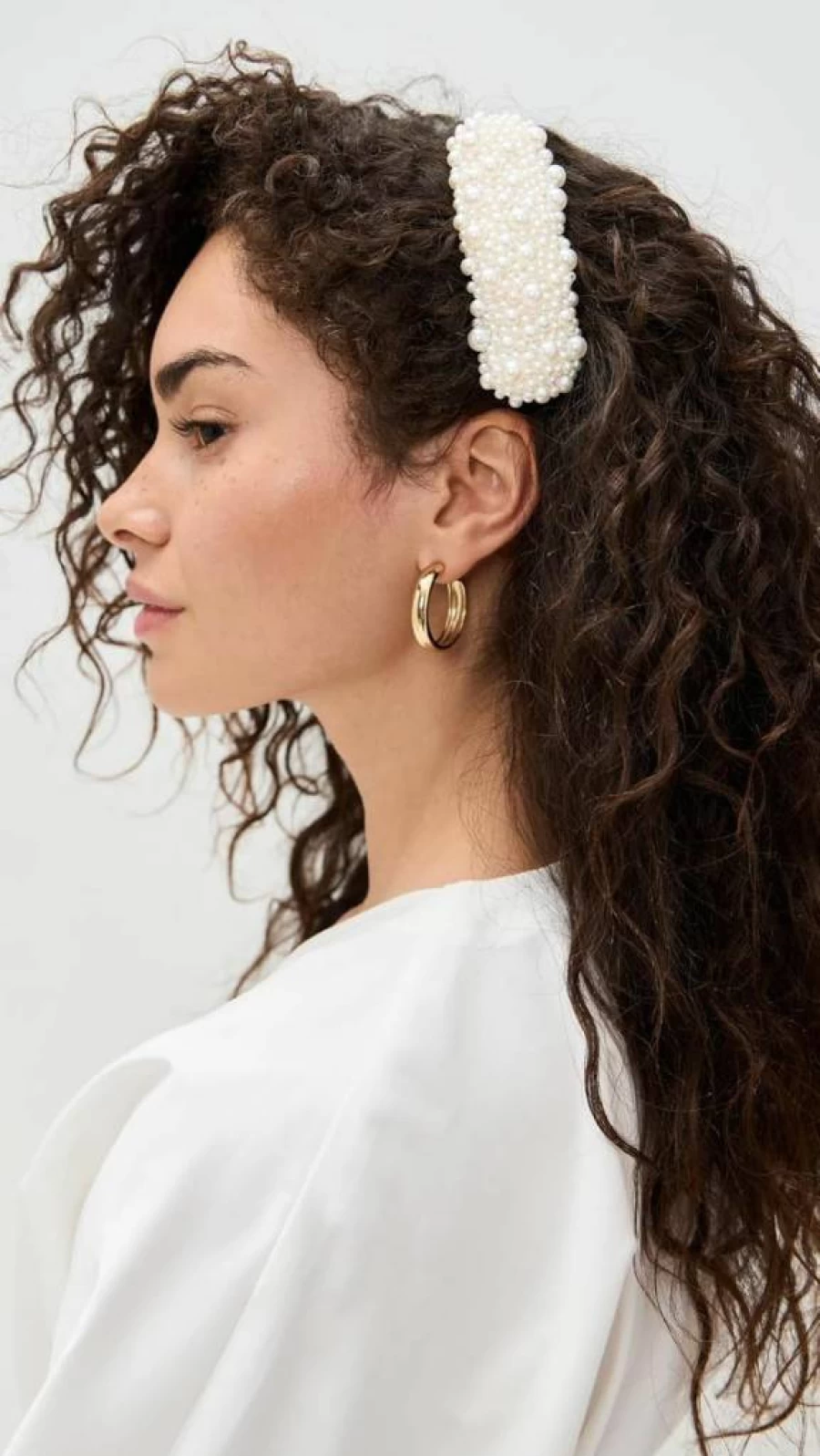 LELET NY Hannah Pearl Hair Clip Set - Off White Pearl Snap Barrette for Women
