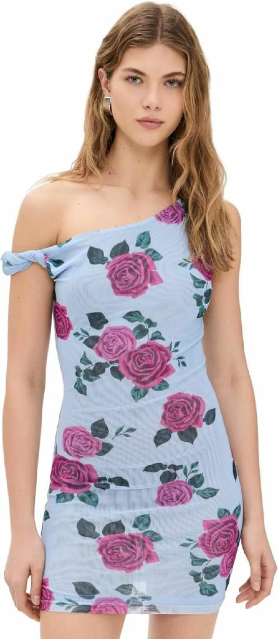 Good American Women's Sexy Mesh Twist Mini Dress - Stretchy Bodycon Party Dress