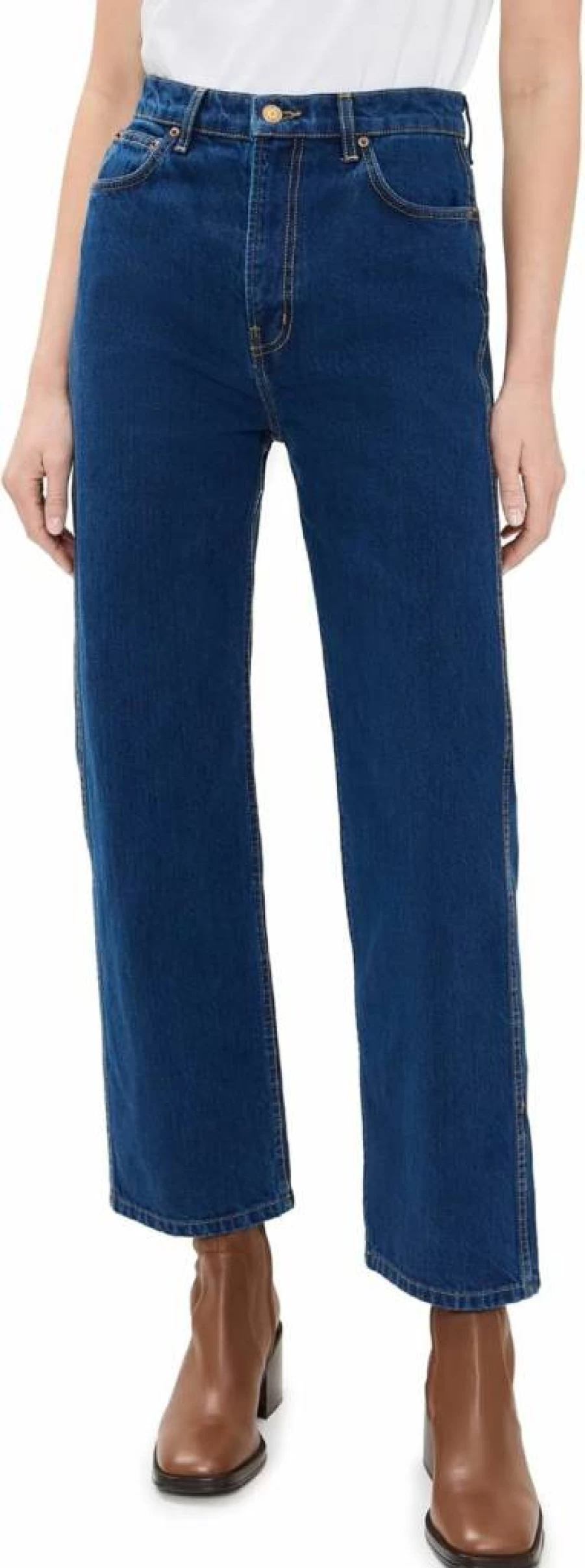 B SIDES Women's High Waist Straight Leg Plein Jeans for a Stylish Fit