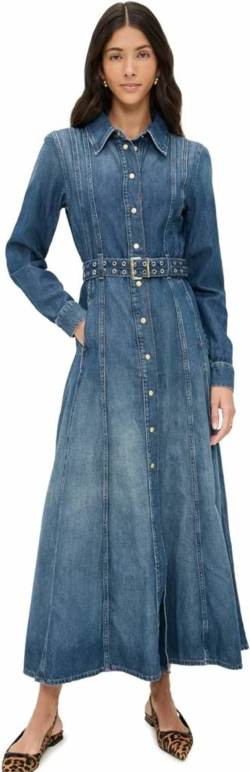 Ganni Women's Blue Denim Dress - Stylish Mid-Length Denim Dress for Women