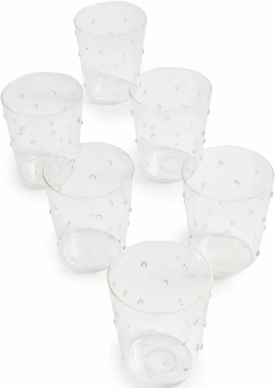 Zafferano Women's Pink Polka Dot Tumbler Set - 6-Piece Party Glassware Collection