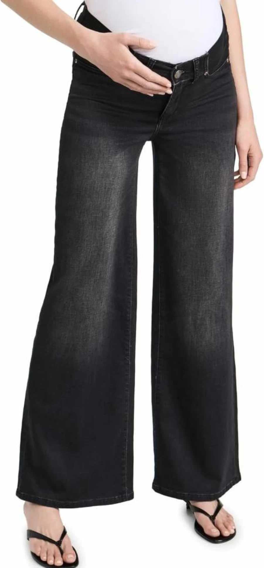 DL1961 Women's High Rise Wide Leg Maternity Jeans | Hepburn Style | 32 Inch Inseam