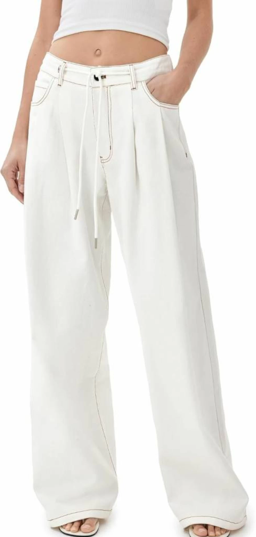 Lioness Women's Slouchy Tie-Up Distressed High-Waisted Jeans - Vintage Denim Pants for Women
