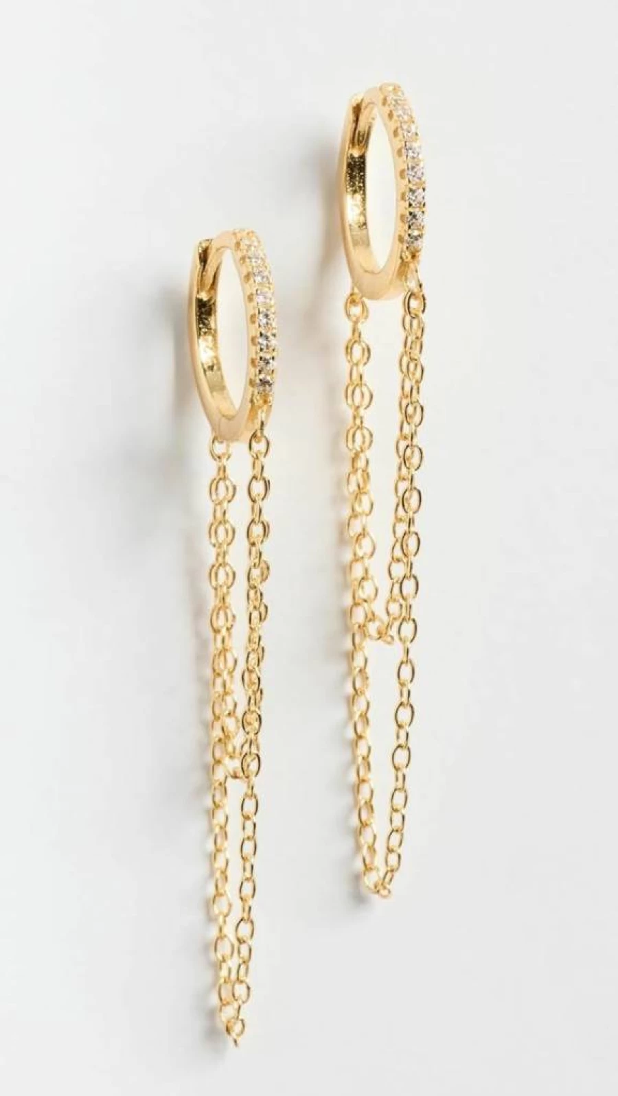 SHASHI Women's Pave Diamond Huggie Hoop Earrings - Sterling Silver Chain Link Design