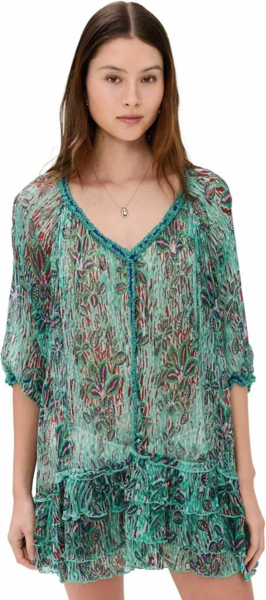 Poupette St Barth Women's Nava Poncho - Stylish Beach Cover-Up & Boho Chic Shawl