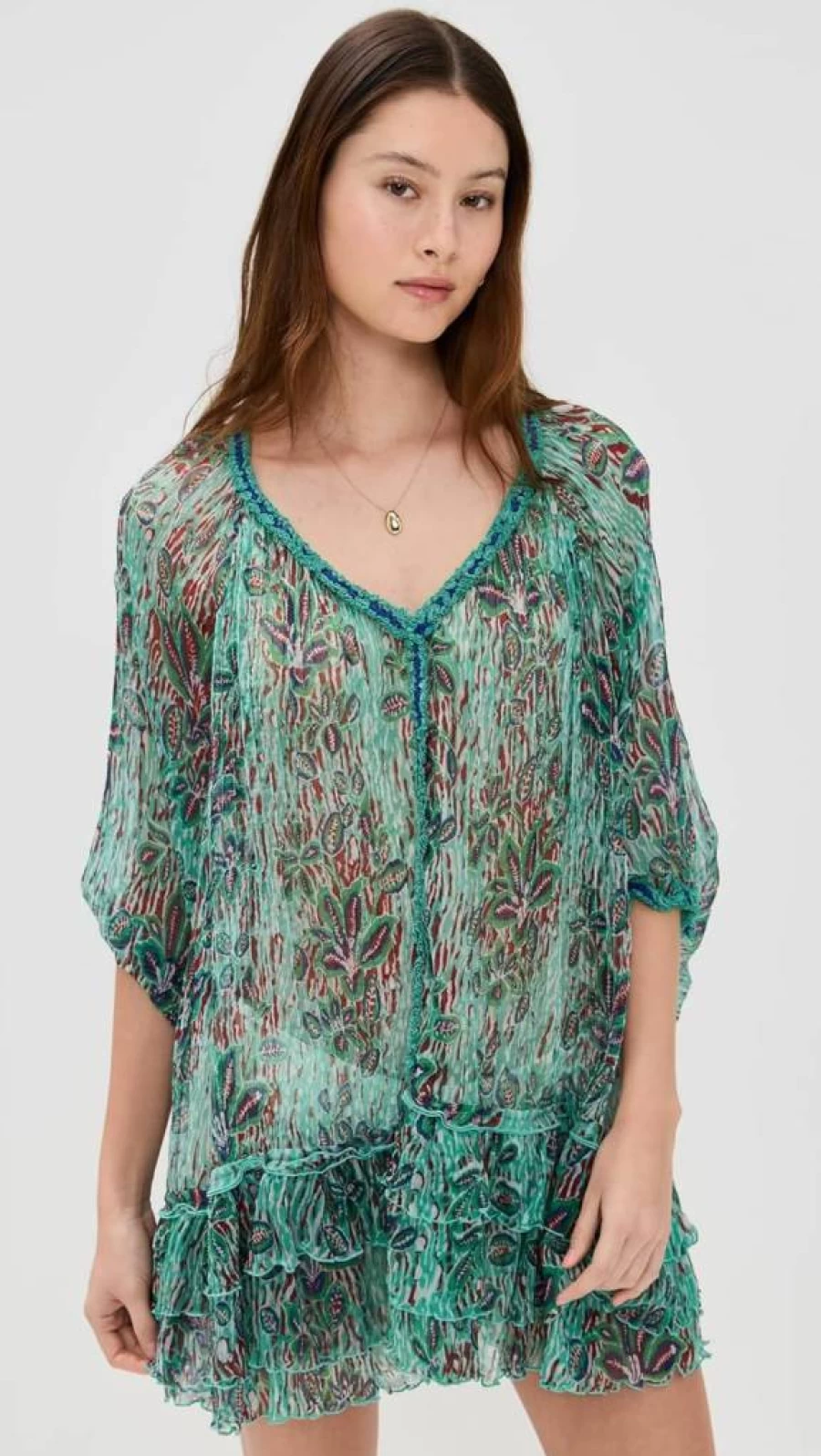 Poupette St Barth Women's Nava Poncho - Stylish Beach Cover-Up & Boho Chic Shawl