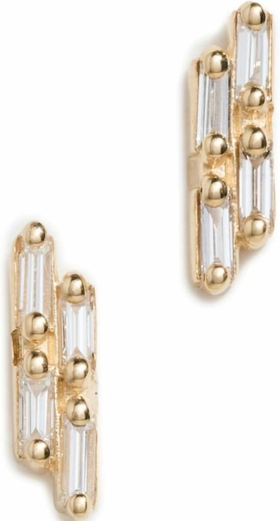 Suzanne Kalan 14K Gold Double Baguette Diamond Stud Earrings for Women