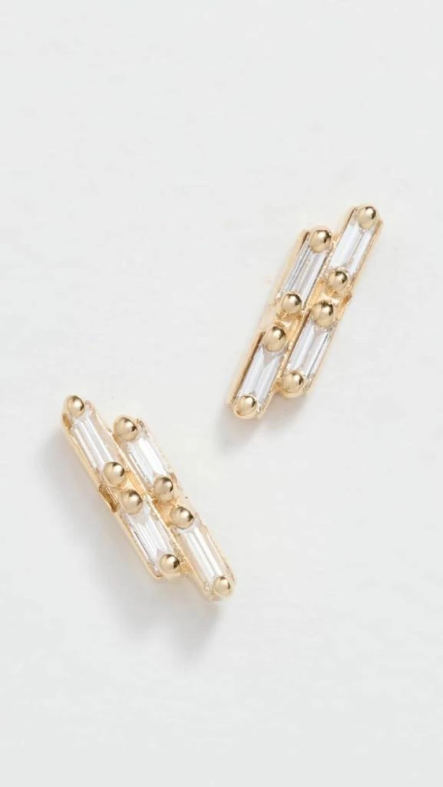 Suzanne Kalan 14K Gold Double Baguette Diamond Stud Earrings for Women