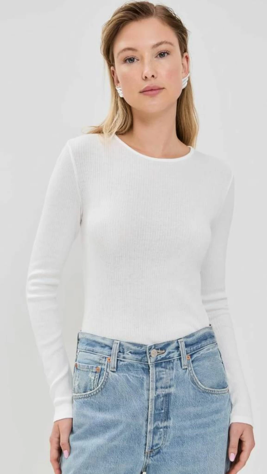 Vince Women's Ribbed Cotton Crewneck T-Shirt | Classic Fit Short Sleeve Top