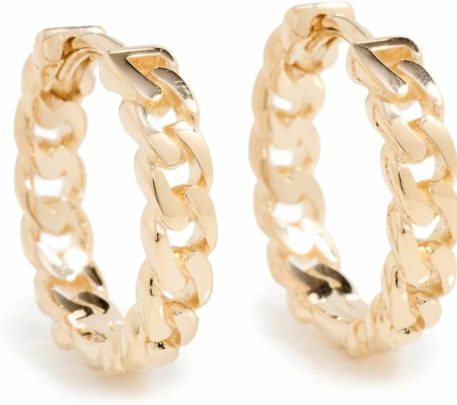 ZOE CHICCO 14K Gold Curb Chain Hinged Huggie Hoop Earrings for Women