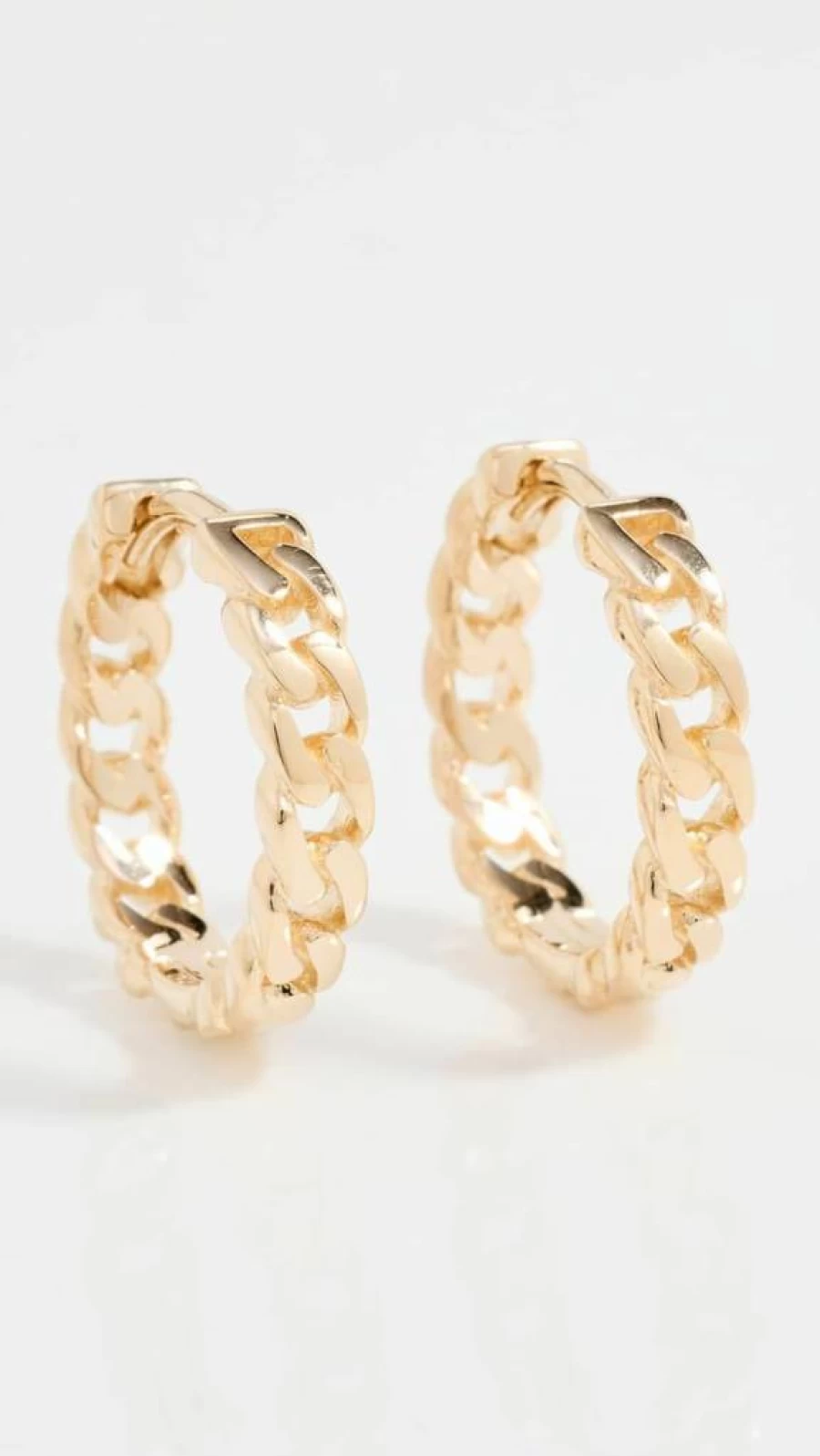 ZOE CHICCO 14K Gold Curb Chain Hinged Huggie Hoop Earrings for Women