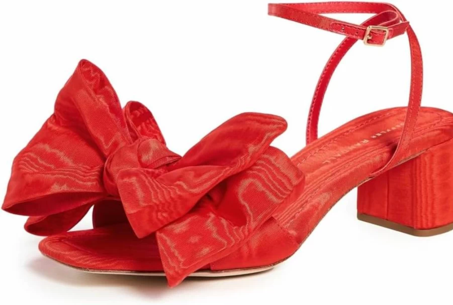 Loeffler Randall Carmen Bow Sandals for Women - Mid Heel Elegant Dress Shoes