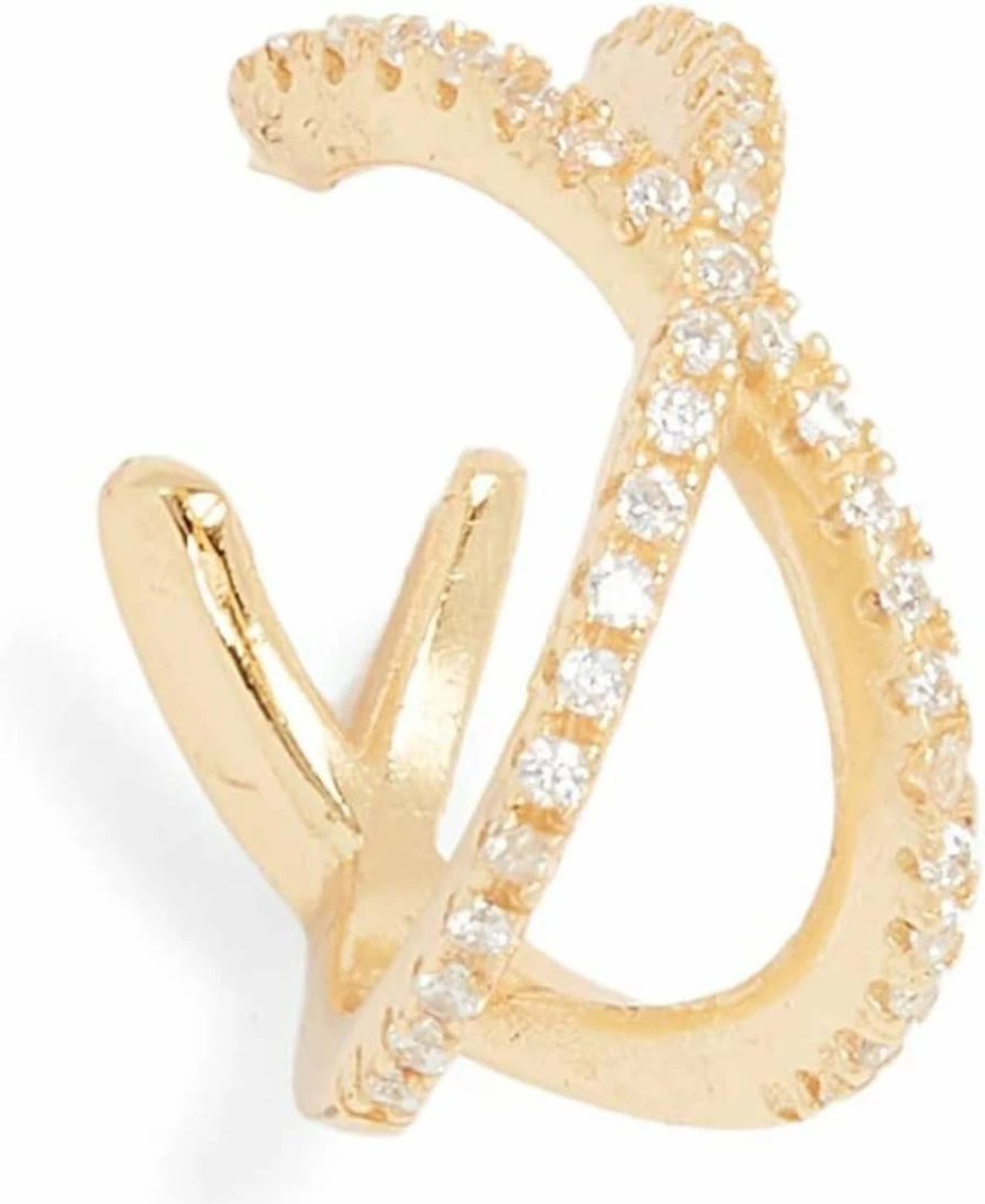 SHASHI Women's Stacey Pave Ear Cuff - Sterling Silver Rhinestone Ear Cuff for Women