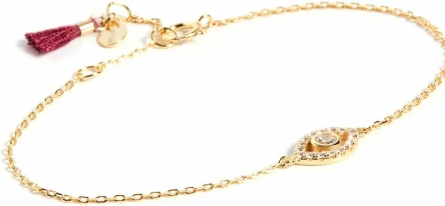 SHASHI Women's Evil Eye Pave Bracelet - Sterling Silver Adjustable Bangle for Good Luck & Protection