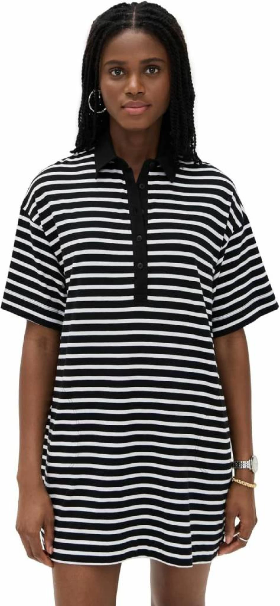 Anthony Thomas Melillo Women's Classic Stripe Short Sleeve Polo Dress - Casual Summer Style
