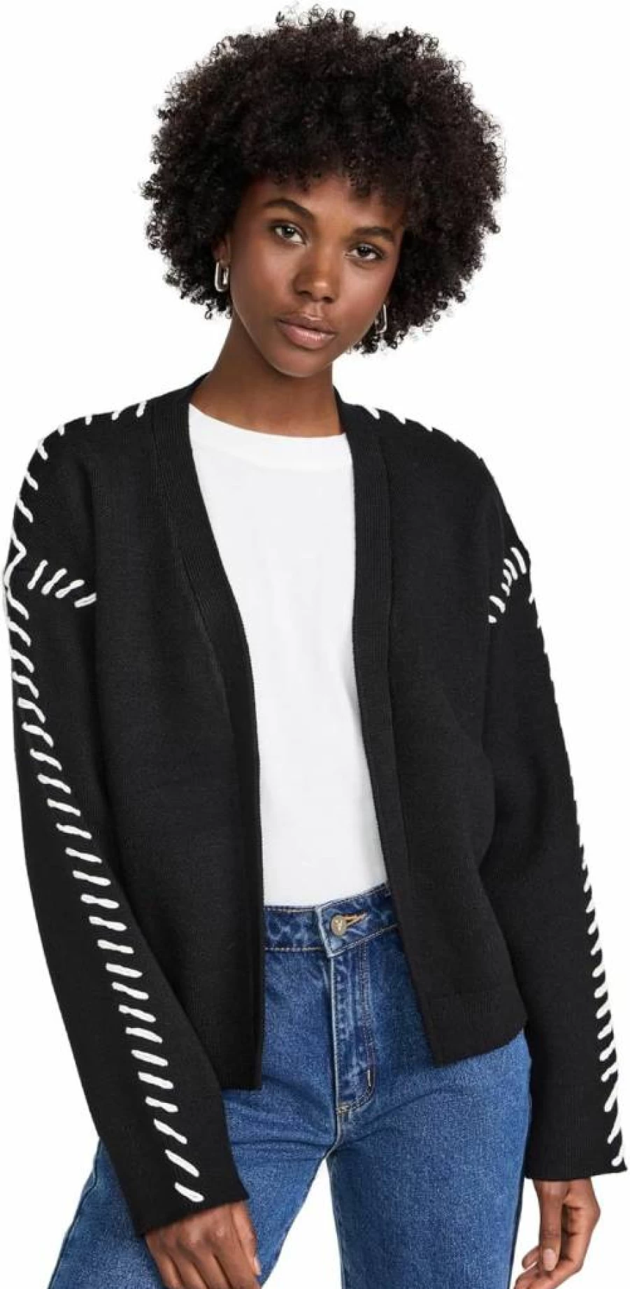 English Factory Women's Whipstitch Cardigan - Classic Knit Sweater for Women