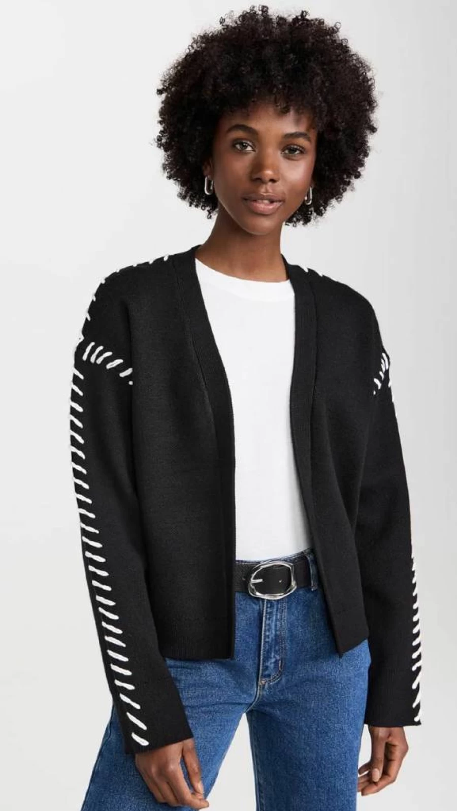 English Factory Women's Whipstitch Cardigan - Classic Knit Sweater for Women