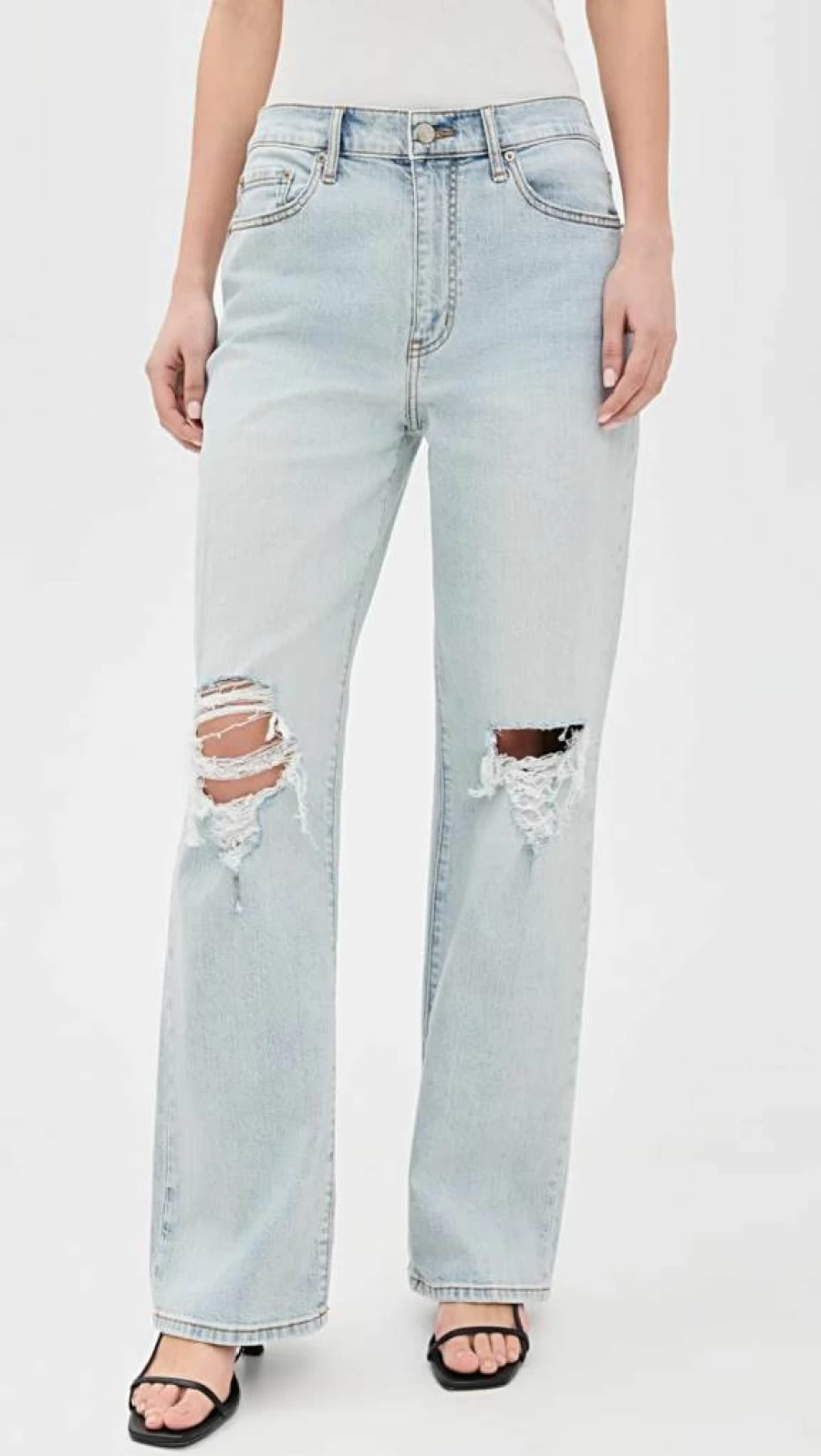 DAZE Women's High-Rise Vintage 1999 Distressed Denim Jeans