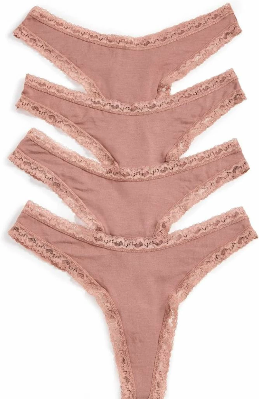 Stripe & Stare Women's Mocha Thong Underwear 4-Pack - Soft Comfortable Briefs
