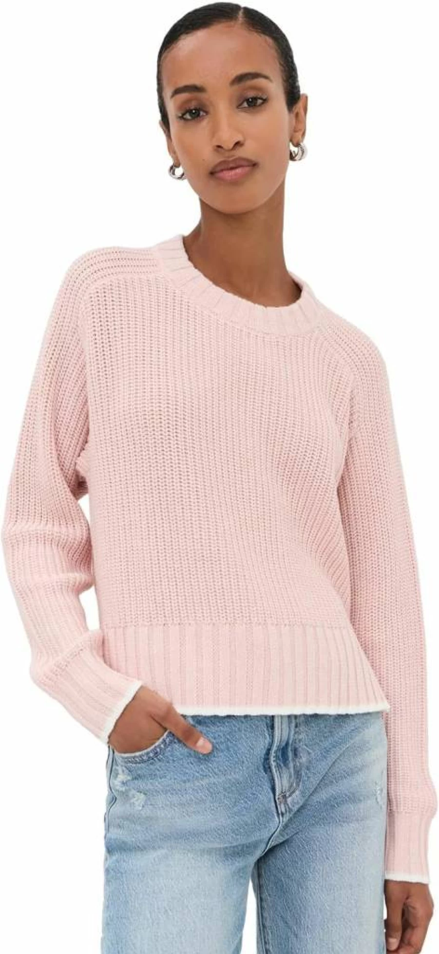 Pistola Denim Women's Adina Sweater - Icy Pink Pullover, Size L, Casual Knit Top