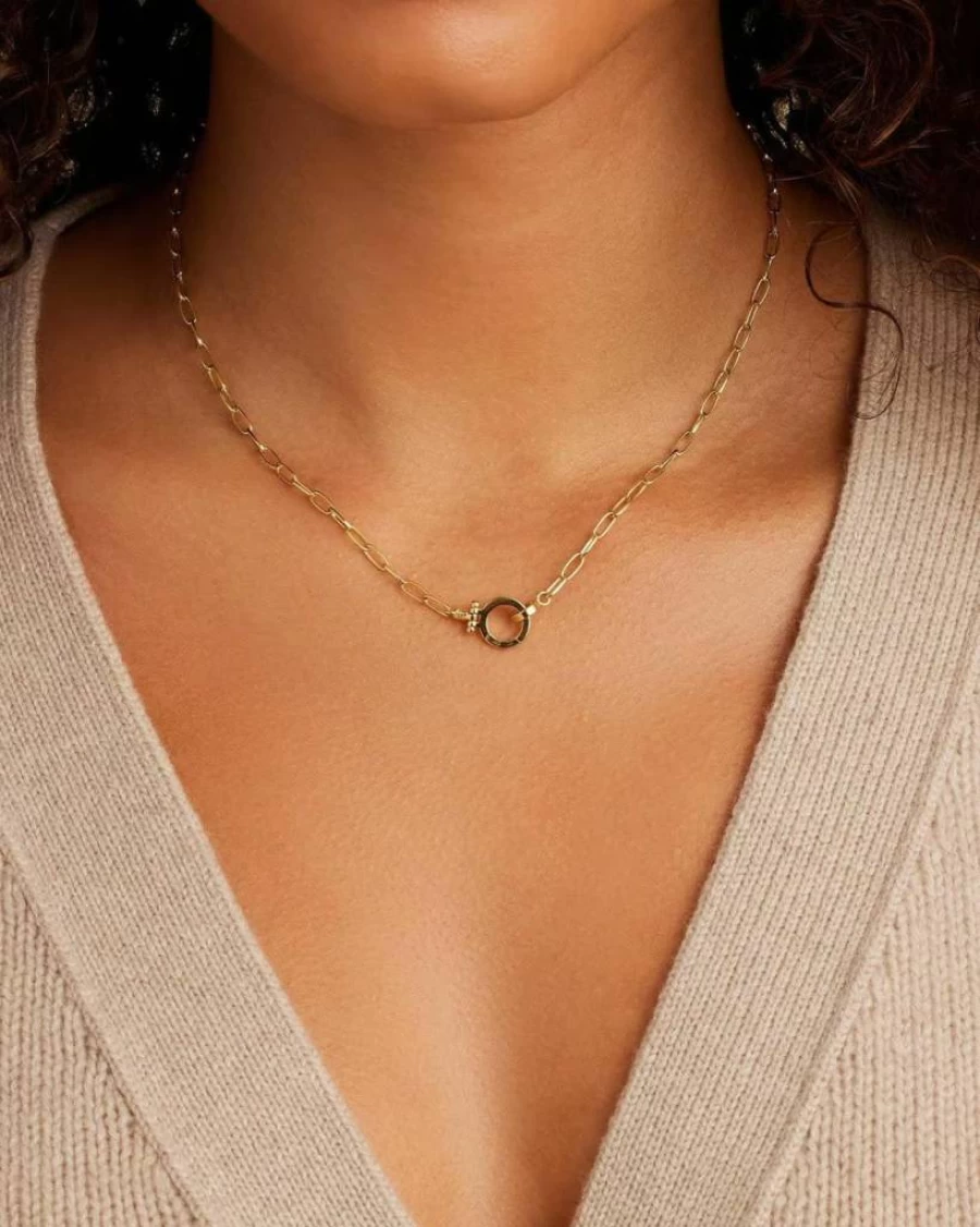 Gorjana Parker Mini Necklace 18K Gold Plated 17 Inches Adjustable Hinge Closure Everyday Layering Jewelry Gift Ready Long-Lasting