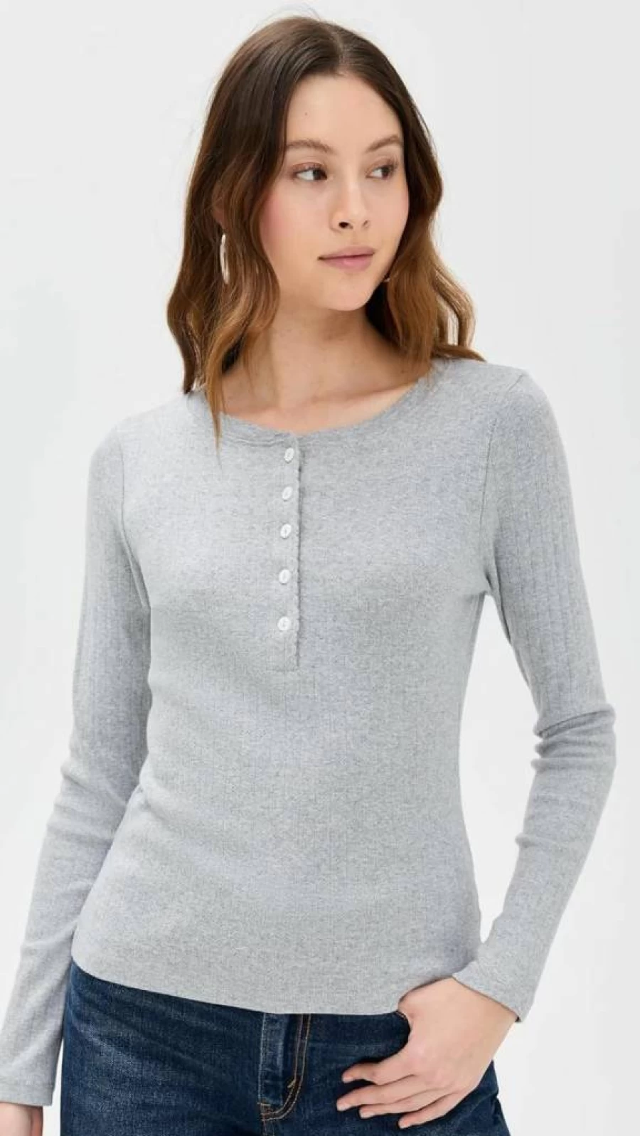 Marea Women's Pointelle Long Sleeve Henley Top - Soft Knit Casual Shirt for Women