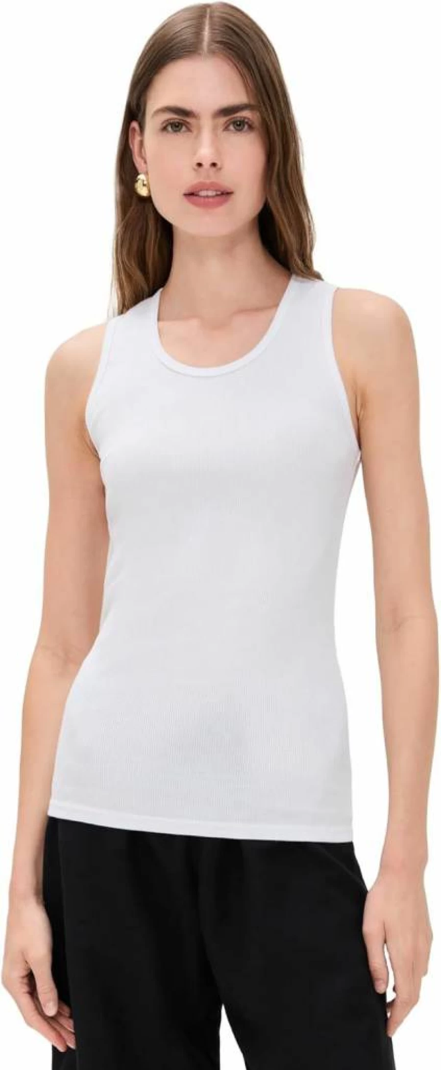 Enza Costa Women's Soft Cotton Ribbed Scoop Neck Tank Top